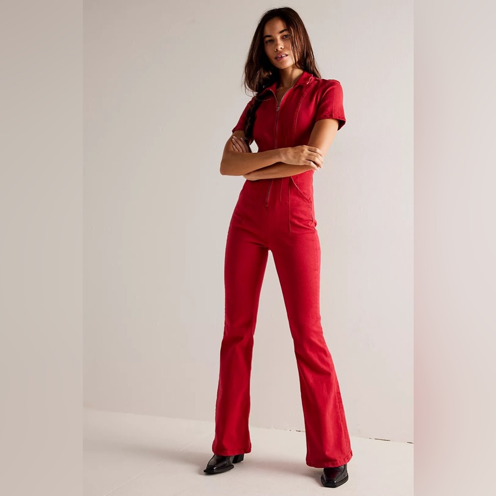 Free People Jayde Jumpsuit Red Medium
